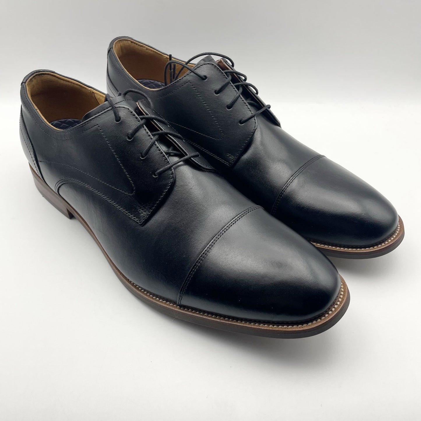 Florsheim Mens Rucci Cap Toe Oxford Dress Shoe US 14 Wide Black Leather NIB