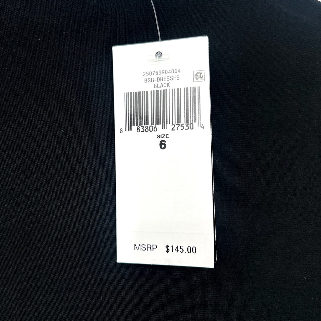 LAUREN RALPH LAUREN Surplice Jersey Dress Size 6 Black 3/4 Sleeves Belted NWT