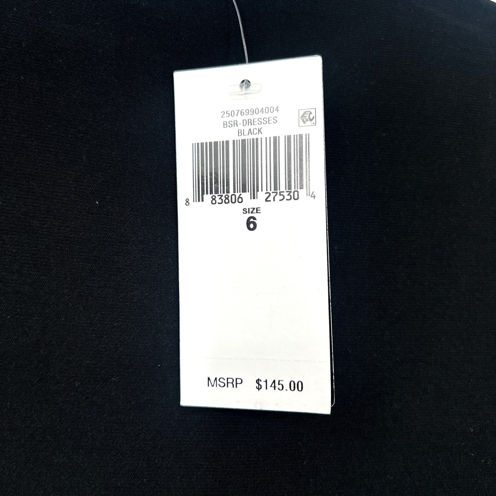 LAUREN RALPH LAUREN Surplice Jersey Dress Size 6 Black 3/4 Sleeves Belted NWT