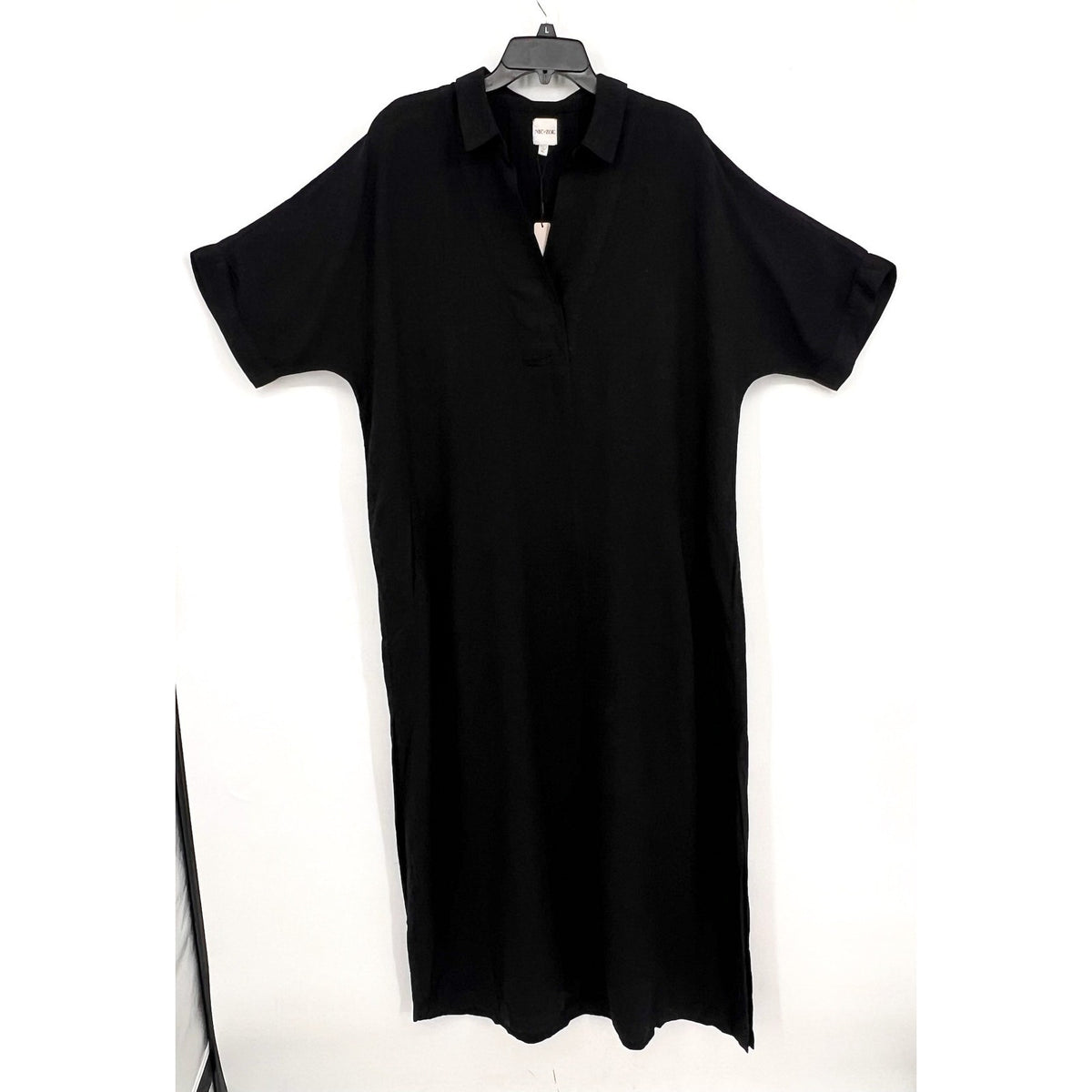 NIC + ZOE Women's Rumba Linen Devon Tunic Dress XL Black Elbow Sleeve NWT