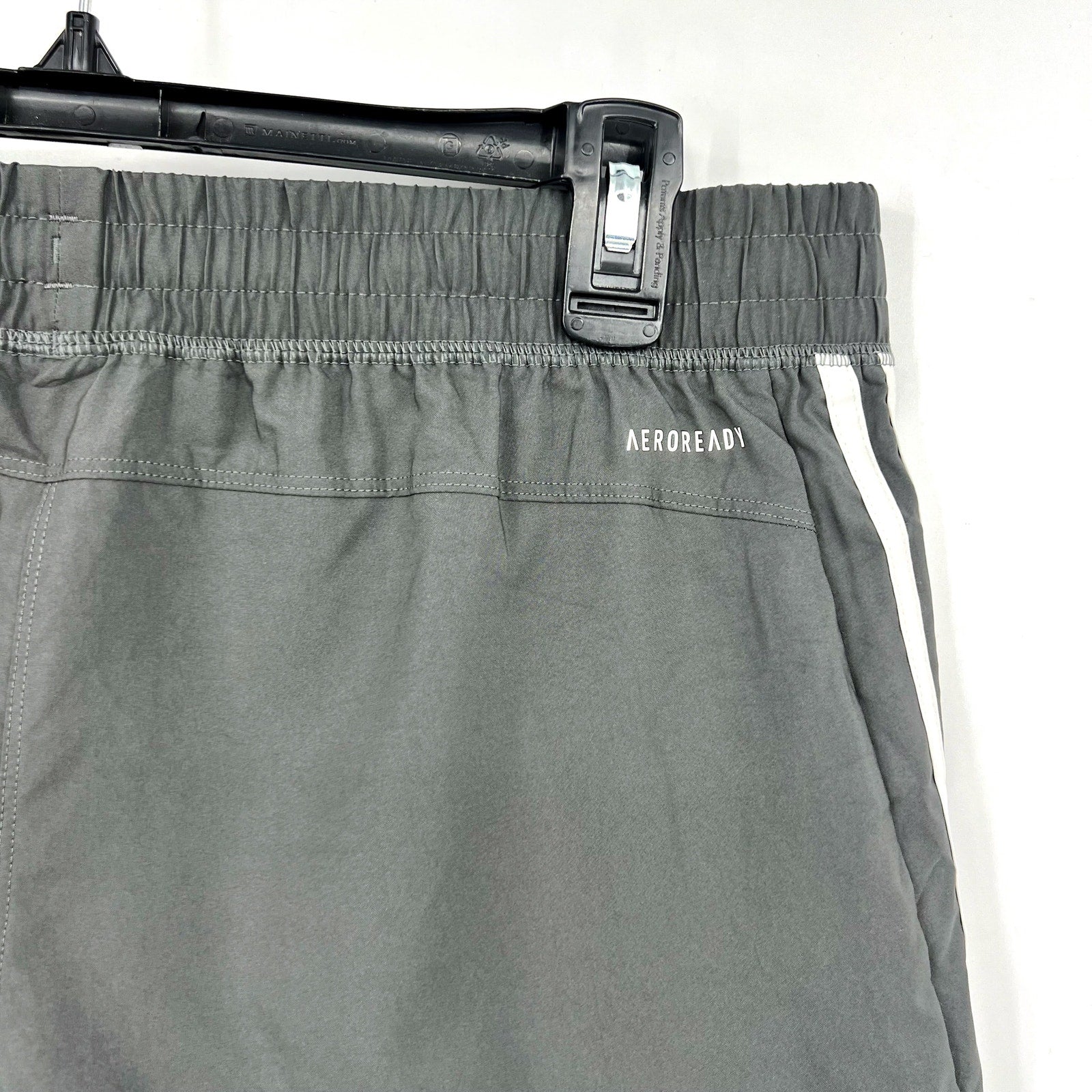 ADIDAS Women's Pacer 3-Stripes Athletic Shorts Large Grey White NWT