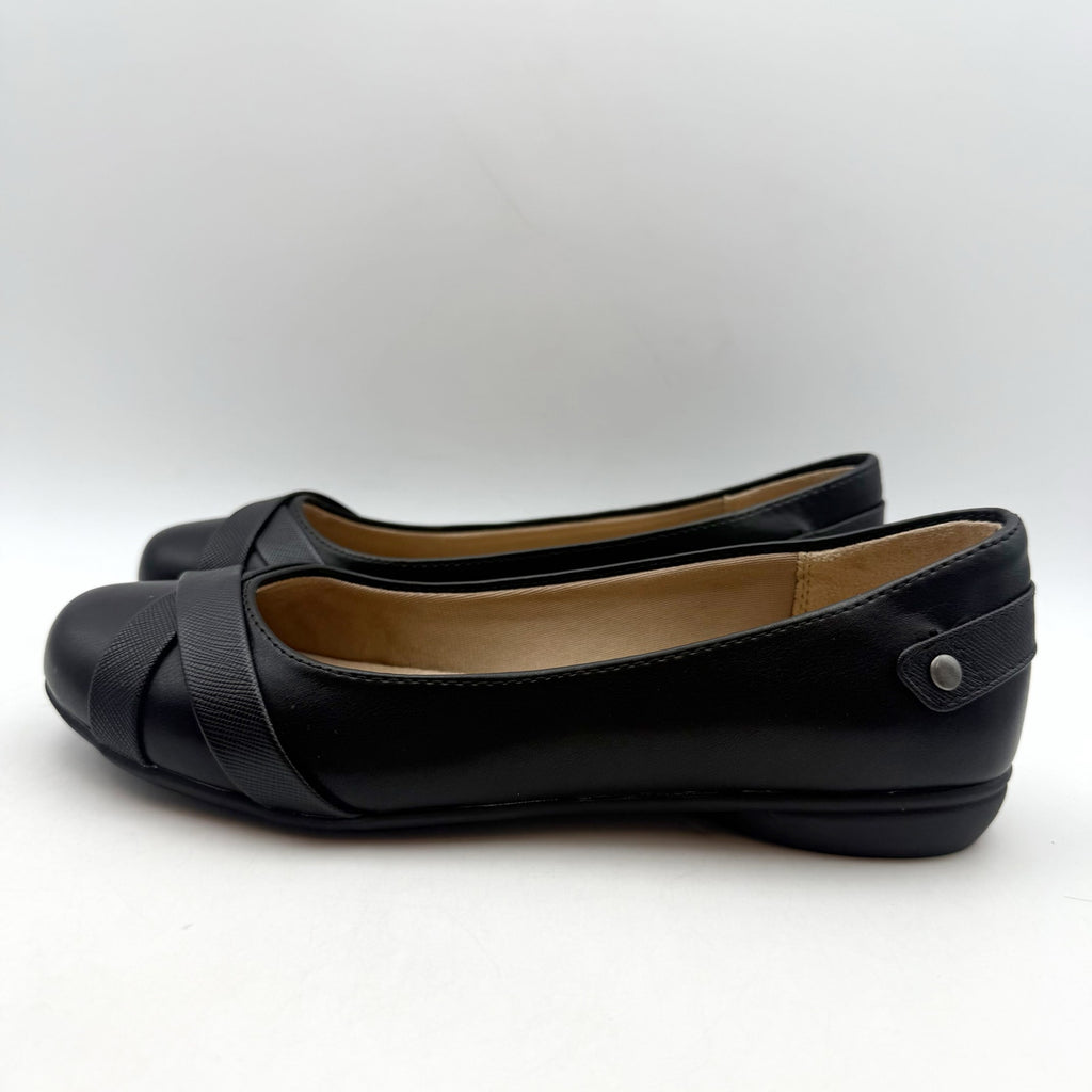 LifeStride Womens Adalene Flats US 6 Wide EU 36 Black Vegan Leather NWOB