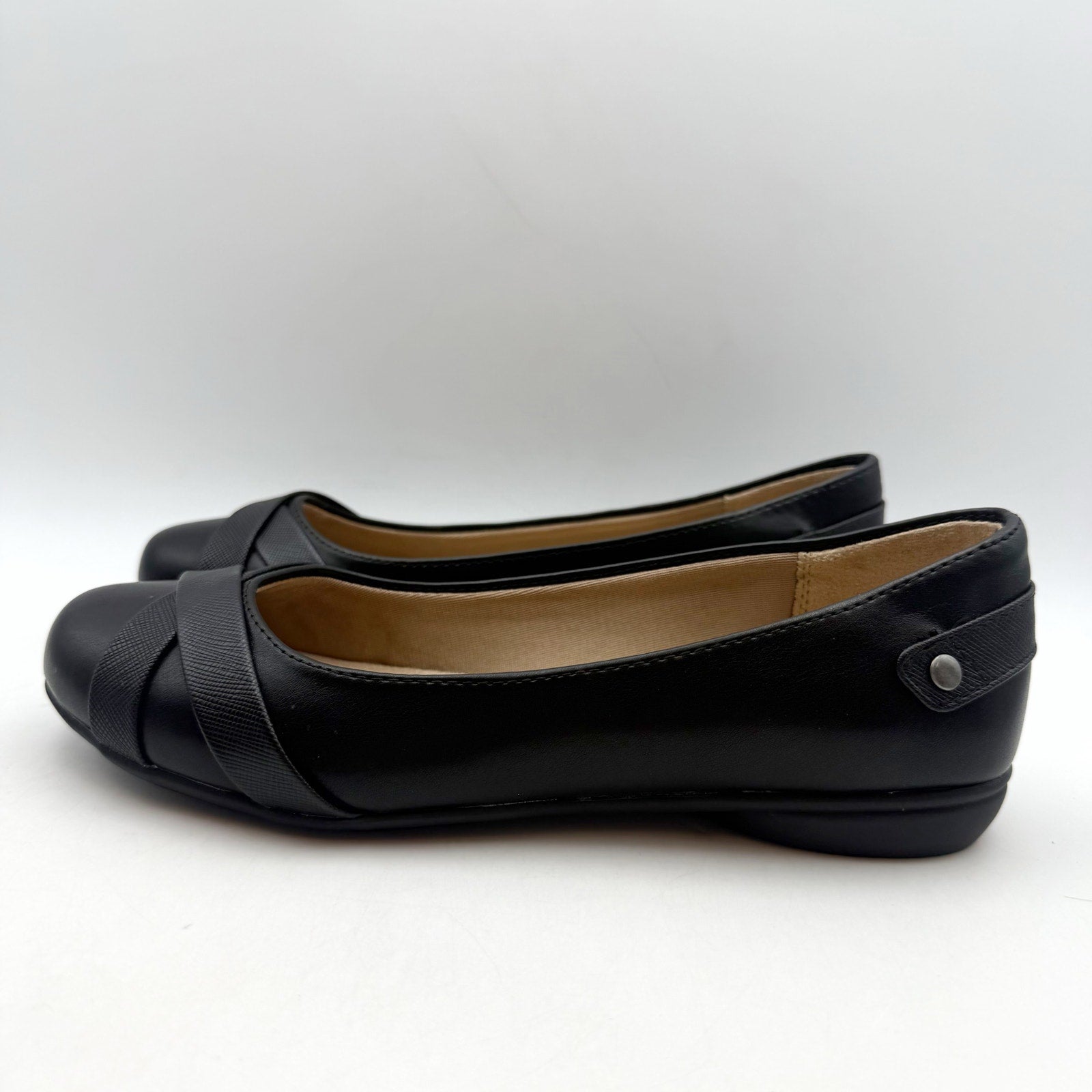 LifeStride Womens Adalene Flats US 6 Wide EU 36 Black Vegan Leather NWOB
