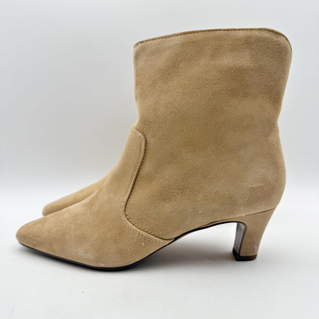 Franco Sarto Womens Alexandria Heeled Ankle Bootie US 6.5 M Brown Suede NWOB