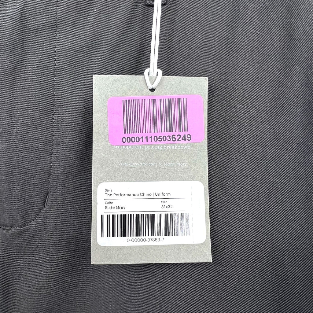 EVERLANE Men's The Performance Chino Pants 31x32 Slate Grey Uniform NWT