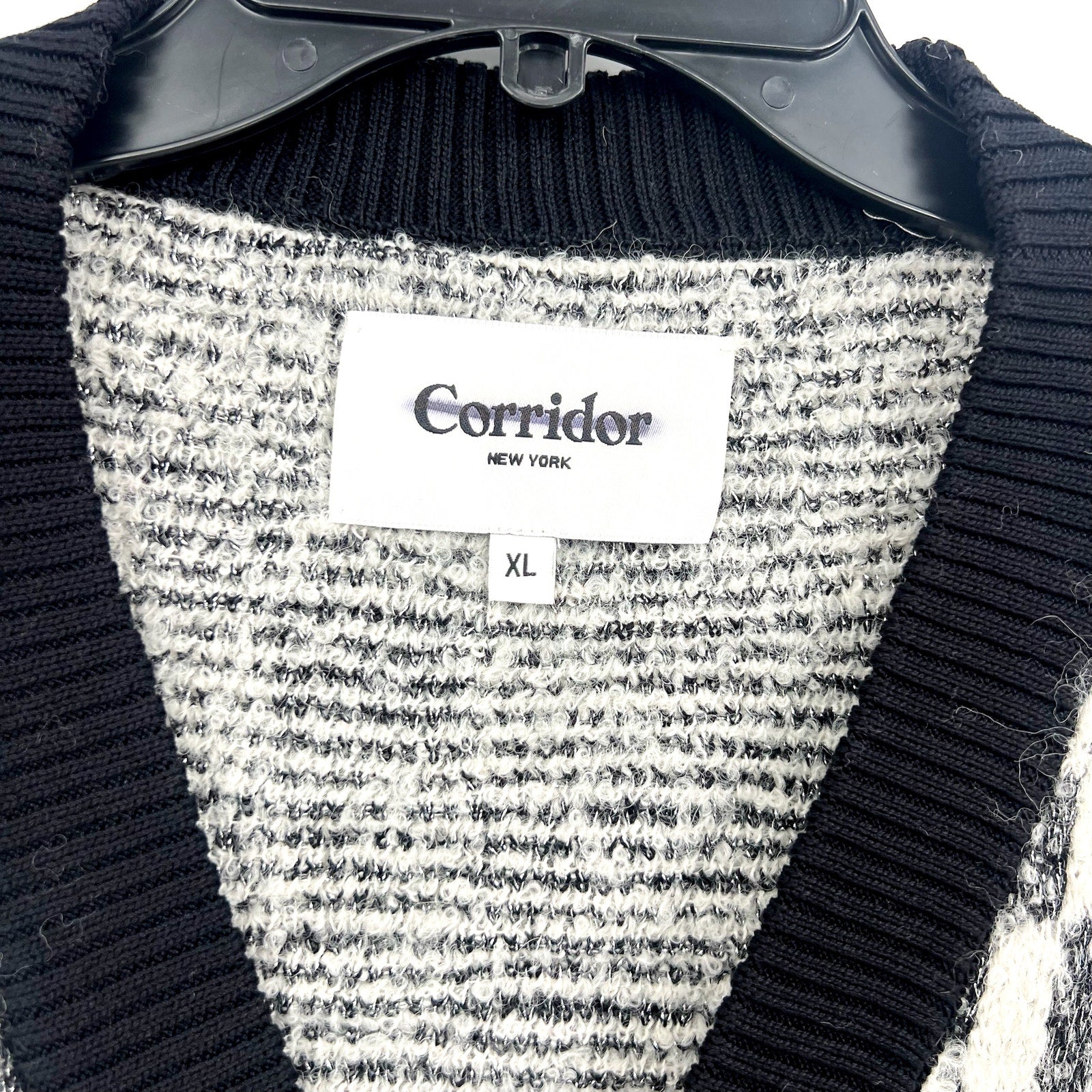 Corridor Mens Optic Alpaca Cardigan XL Black Check Print Sweater NH809 NWT