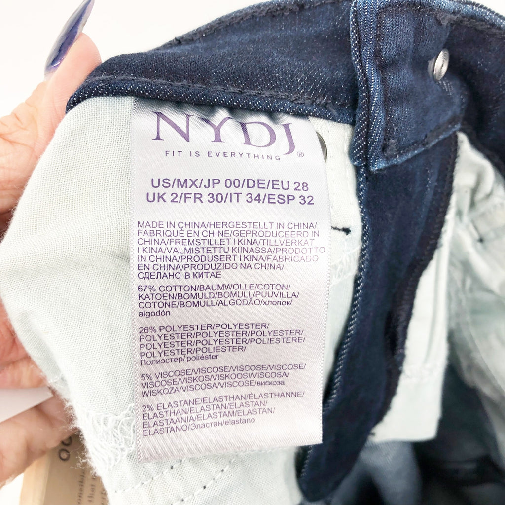 NYDJ Womens Sheri Slim Jeans Size 00 Rapture Blue Cuffed Mid Rise Stretch NWT