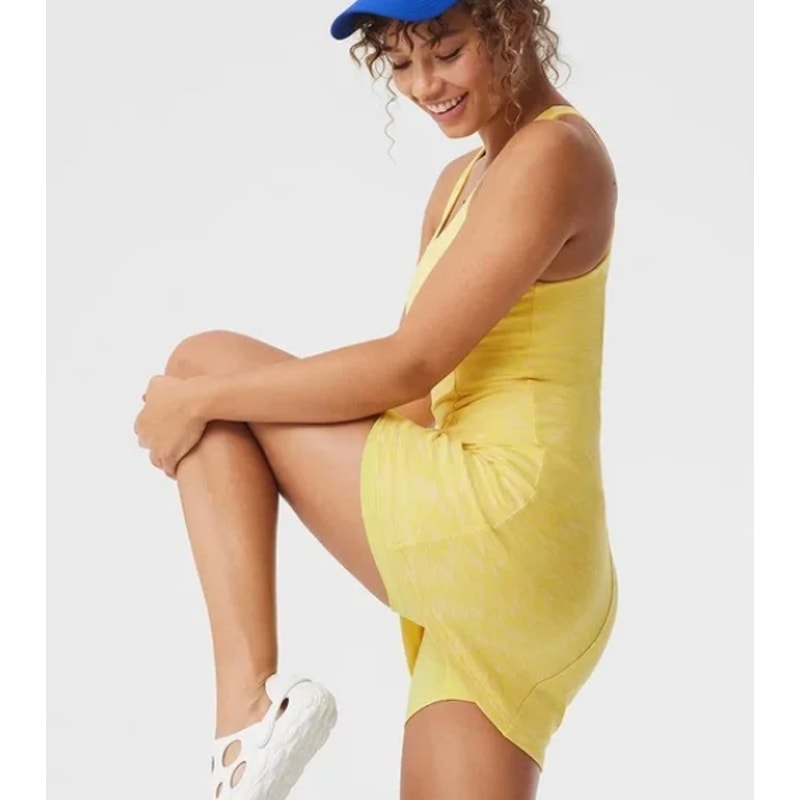 OUTDOOR VOICES Women's Flow Circle Back Dress Medium Spring Fling Yellow NWT