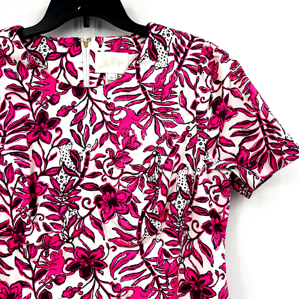 LILLY PULITZER Mila Short Sleeve Dress Size 16 Pink Elderflower Blossom NWT