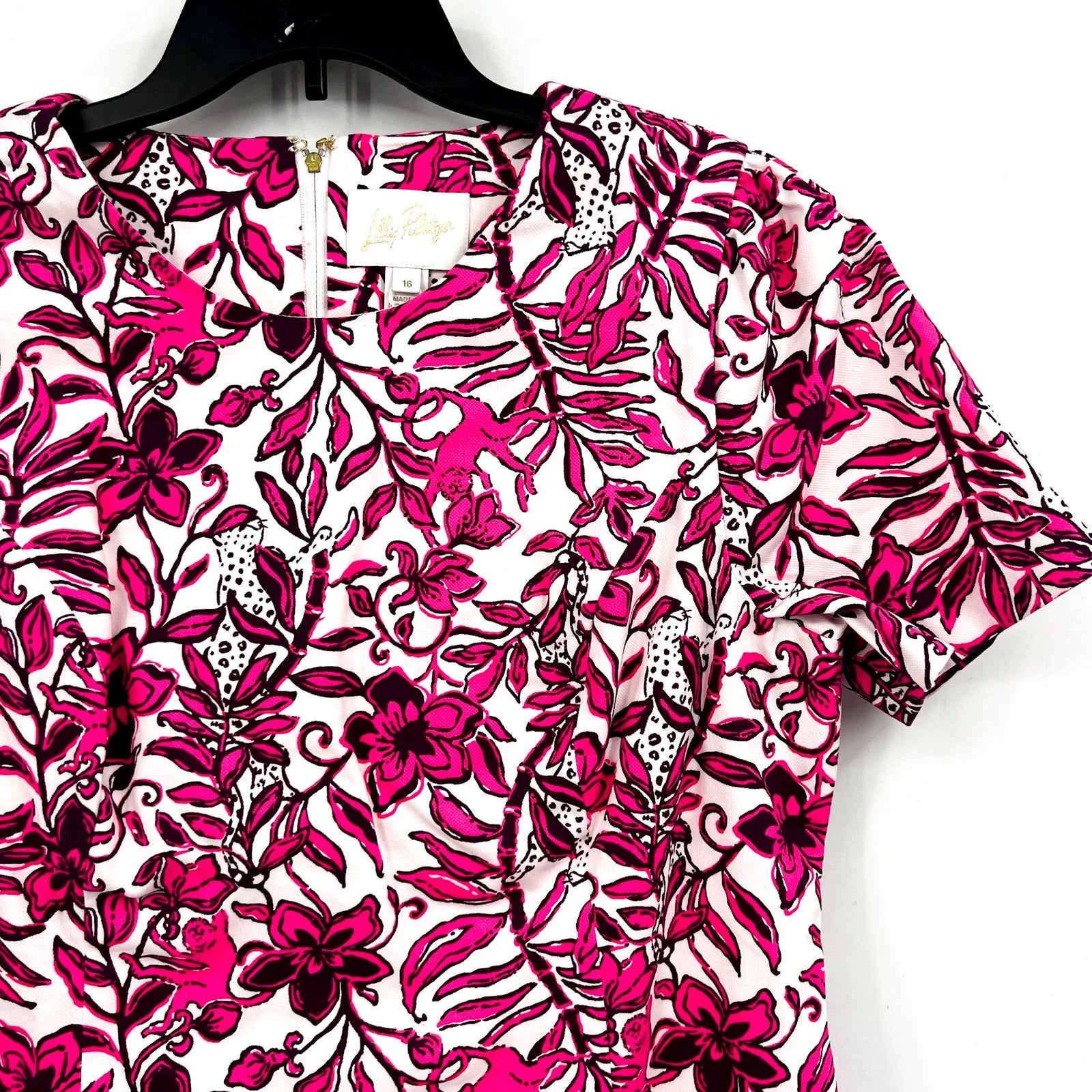 LILLY PULITZER Mila Short Sleeve Dress Size 16 Pink Elderflower Blossom NWT
