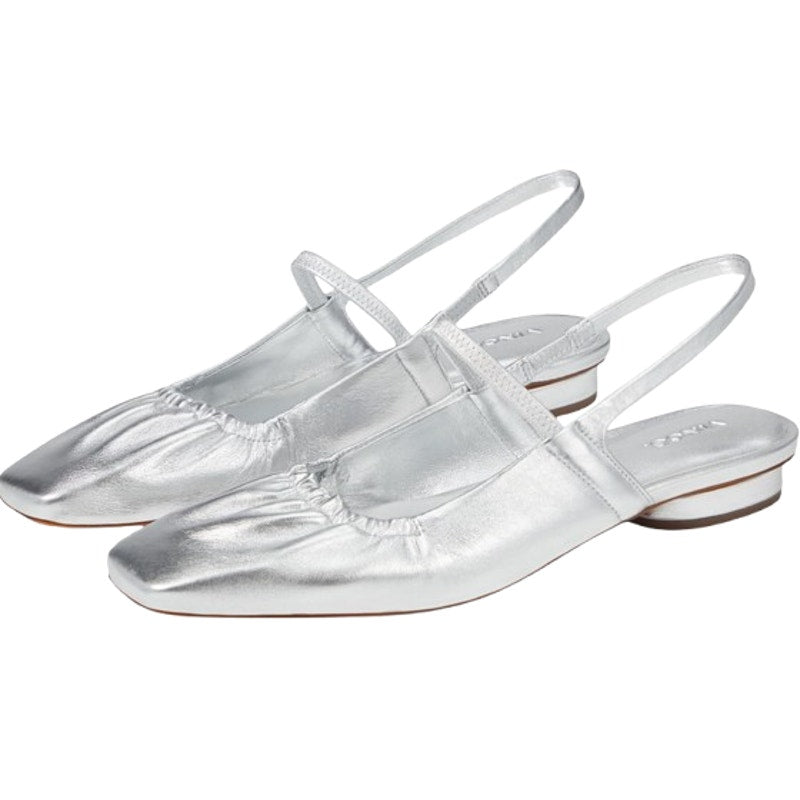 VINCE. Womens Venice Flats US 9.5  EU 40.5 Warm Silver Leather Slip On NIB