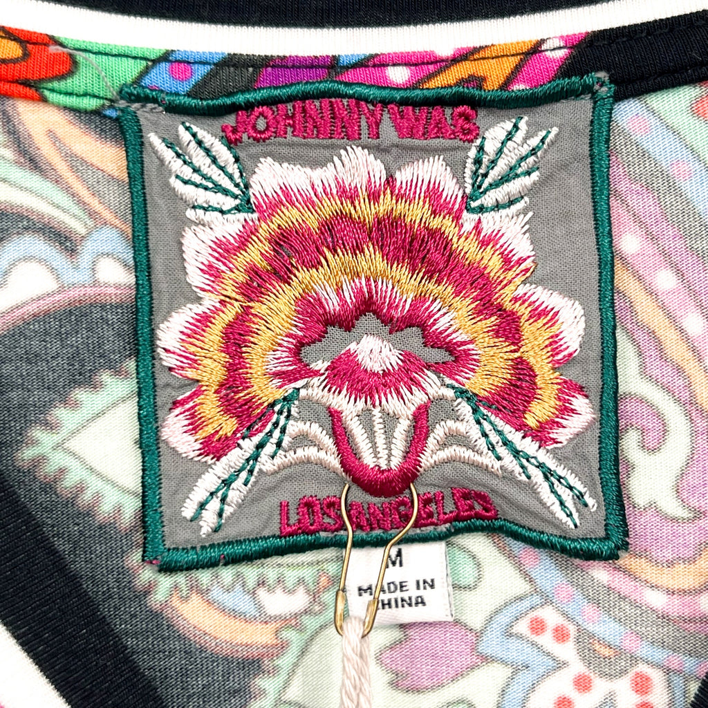 JOHNNY WAS Women's The Janie Favorite Relaxed Tee Medium Black Multi Print NWT