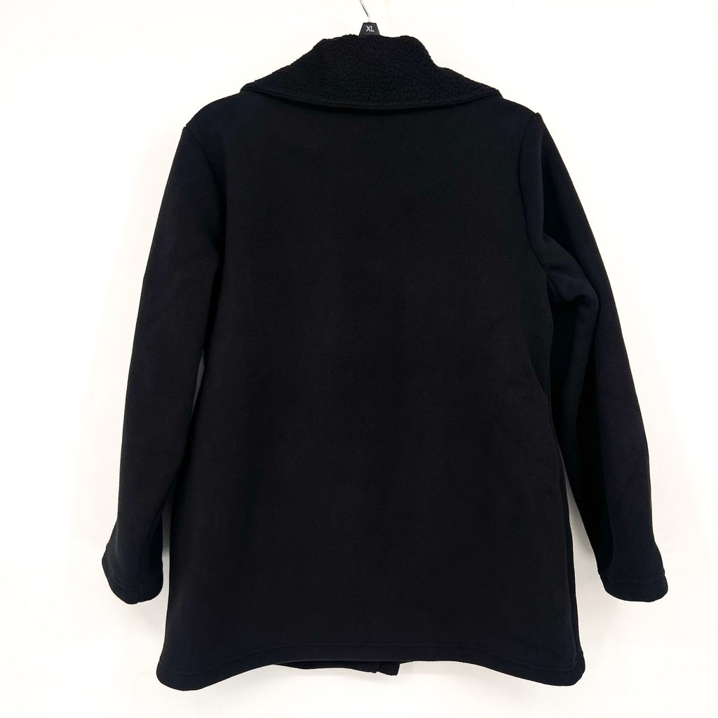 DENIM & CO. Women's Fleece Bonded Sherpa Jacket Large Black NWOT