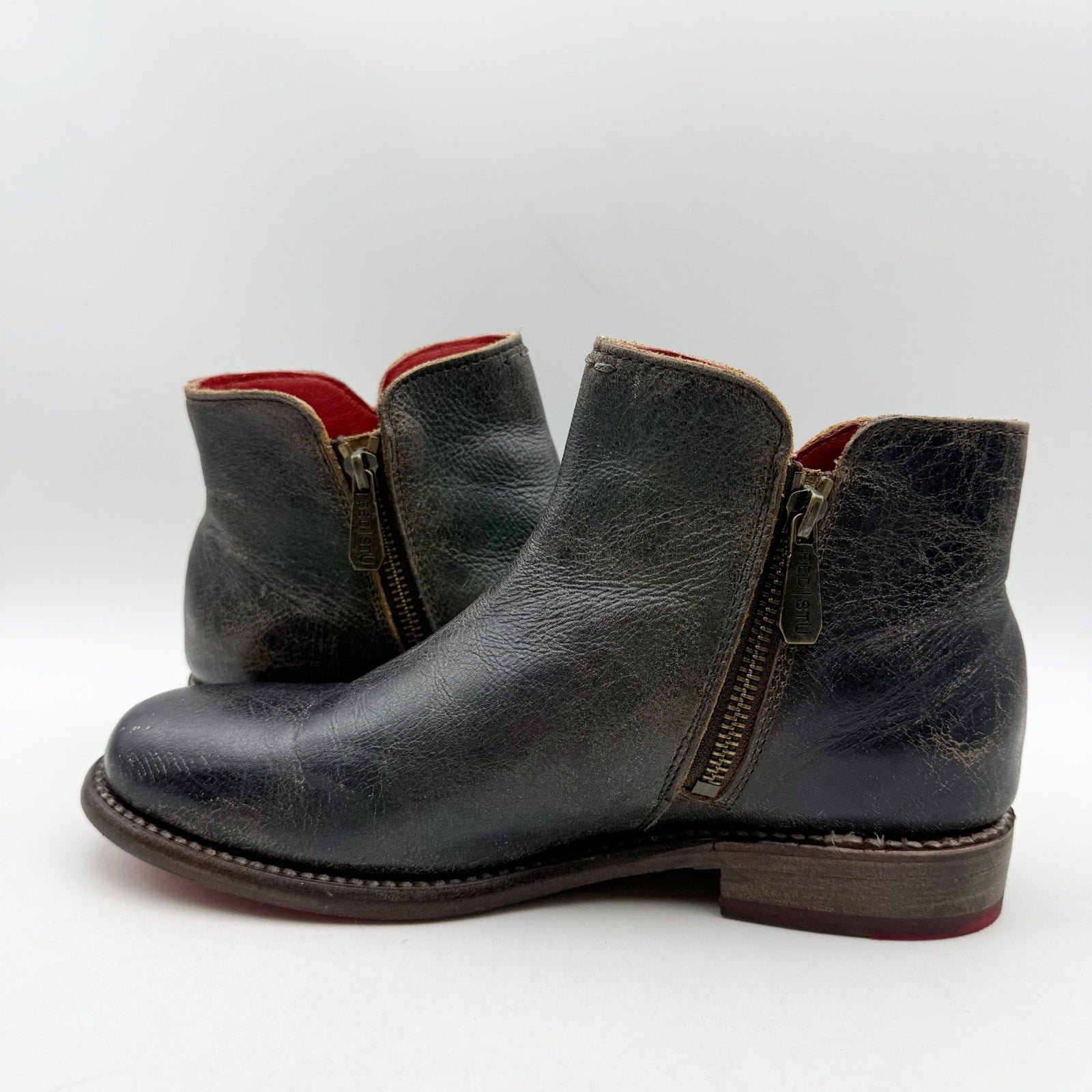 Bed Stu Womens Yurisa Ankle Booties US 8.5 M EU 39 Black Distressed Leather NWOB