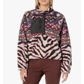 Free People Womens Rocky Ridge Fleece Pullover Jacket Small Red Purple Zebra NWT
