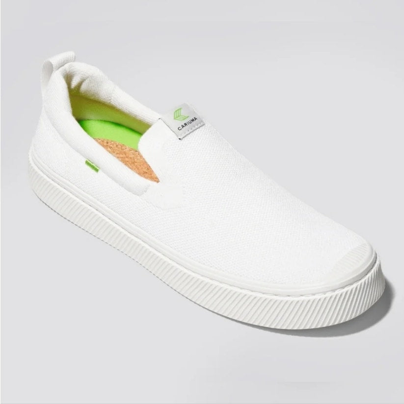 Cariuma IBI Slip On Sneakers Womens 8.5 Mens 7 All White Knit Bamboo NIB