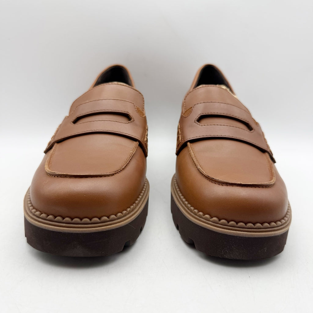 Vionic Womens Fillmore Lug Loafers US 9 EU 40 Brown Leather NIB
