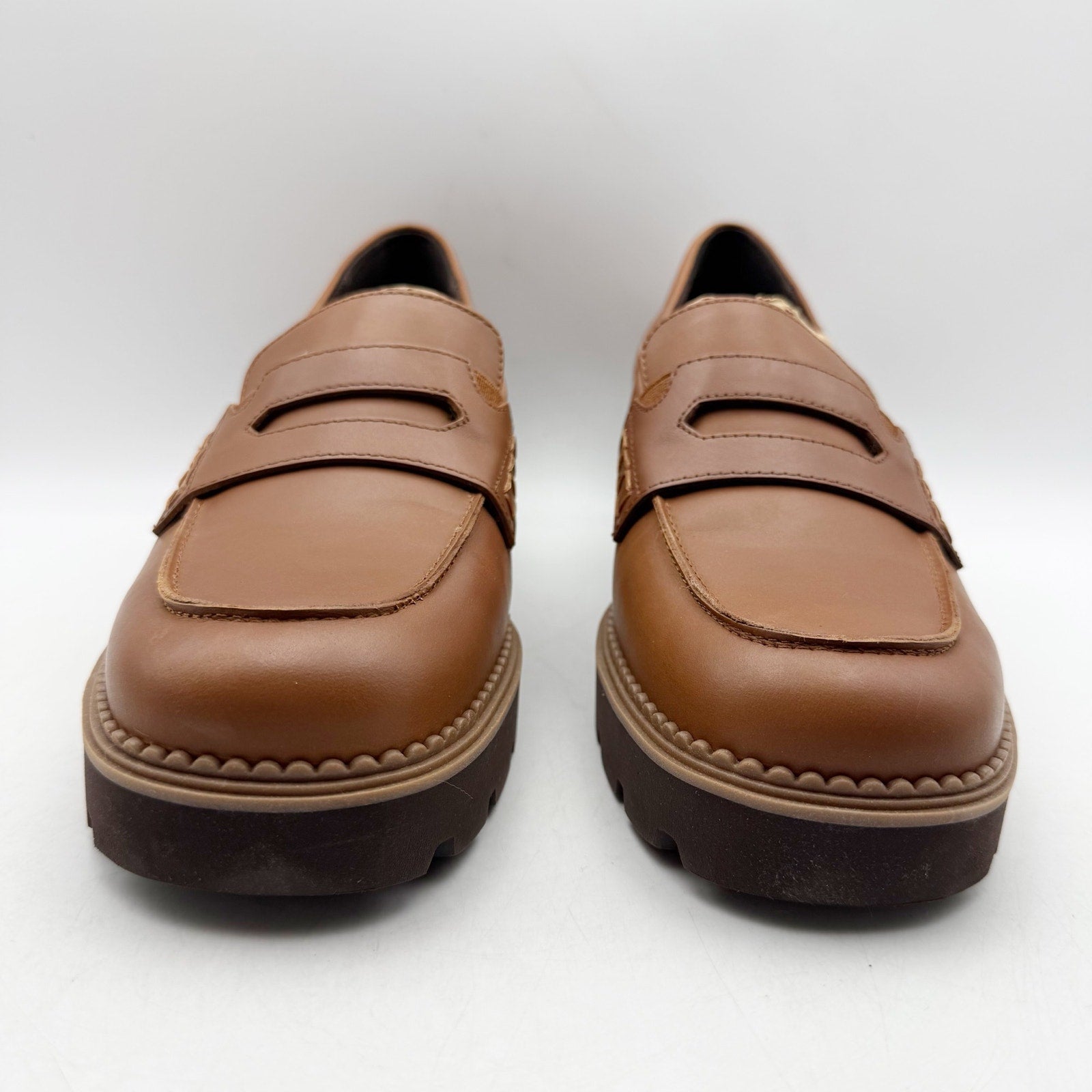 Vionic Womens Fillmore Lug Loafers US 9 EU 40 Brown Leather NIB