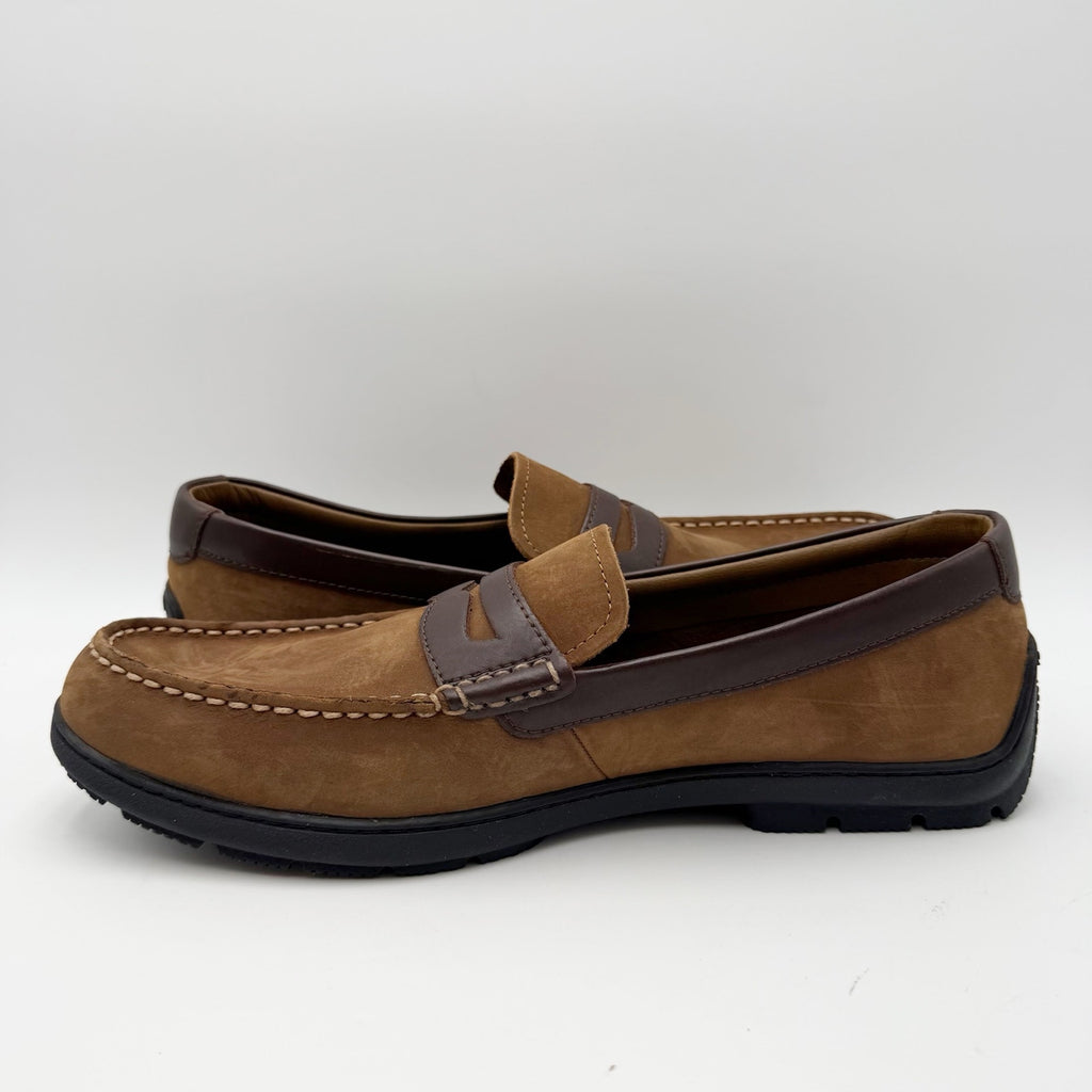 SPERRY Mens Monterey Penny Loafers Size 11.5 Soft Brown Nubuck Leather NWOB