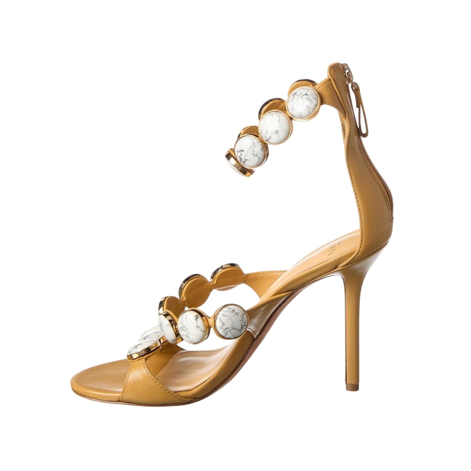 Alexandre Birman Womens Rosie 100 Heels EU 38 Tan Stone Strap Stiletto