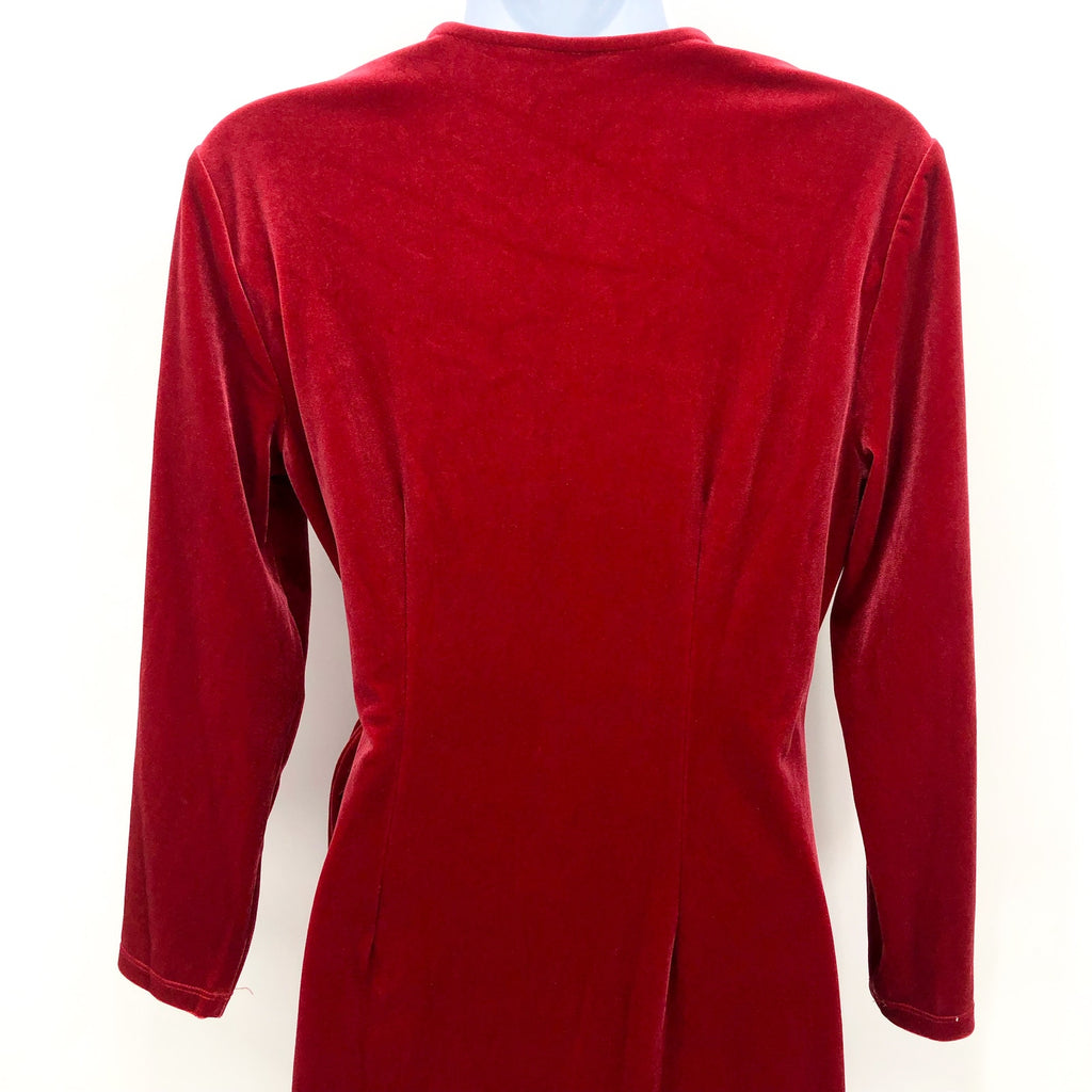 ANNE KLEIN Women's Velvet Wrap Dress Small Titan Red Long Sleeve NWT