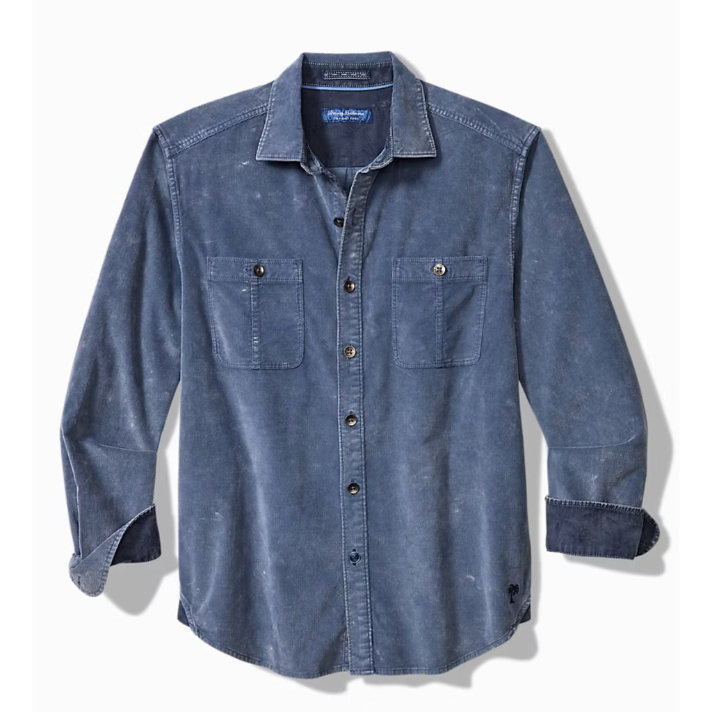 TOMMY BAHAMA Mens Coastline Cord Casual Shirt Medium Blue Double-Pocket NWOT