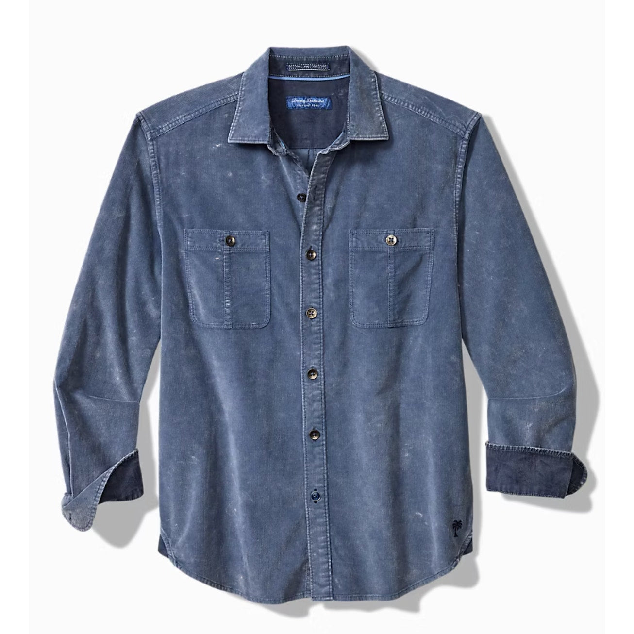 TOMMY BAHAMA Mens Coastline Cord Casual Shirt Medium Blue Double-Pocket NWOT