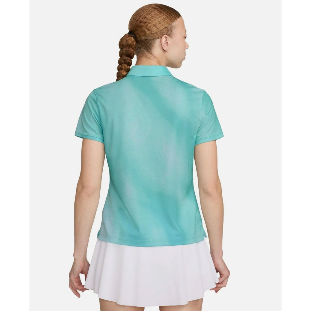 NIKE Womens Dri-FIT Short-Sleeve Golf Polo Shirt Small Blue Green Print NWT