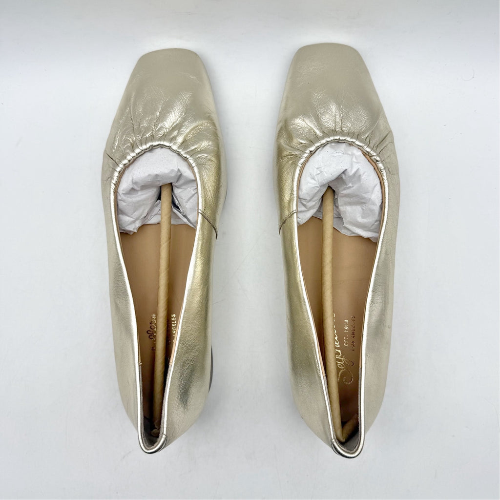 Seychelles Women Little Things Flats US 7.5 EU 38 Platinum Gold Leather NWOB