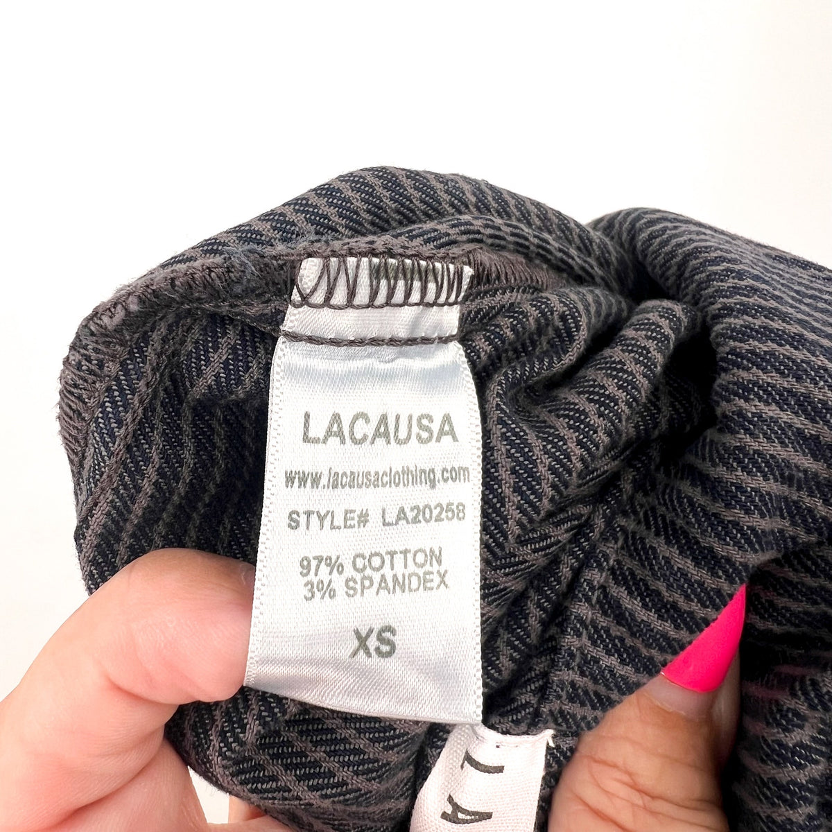 LACAUSA Womens Railroad Lucky Jumpsuit XS Dark Blue Gray Stripe Short Sleeve NWT