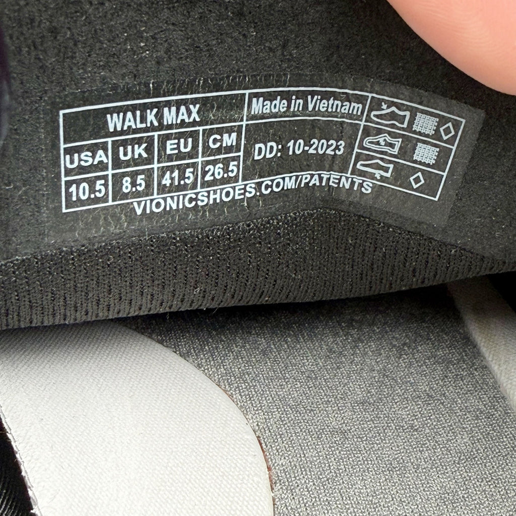 Vionic Womens Walk Max Sneakers Size 10.5 EU 41.5 Black Athletic NWOB