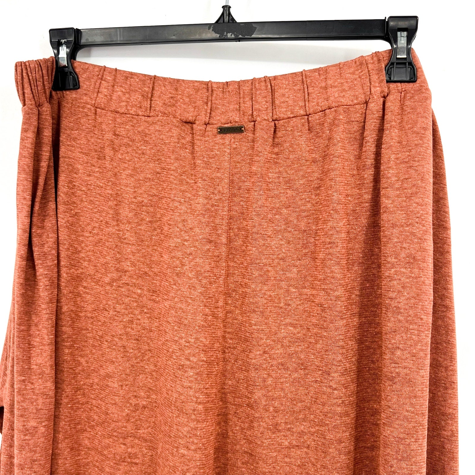 PRANA Women's Tidal Wave Midi Skirt XL Terra Orange High Low Stretch Knit NWT