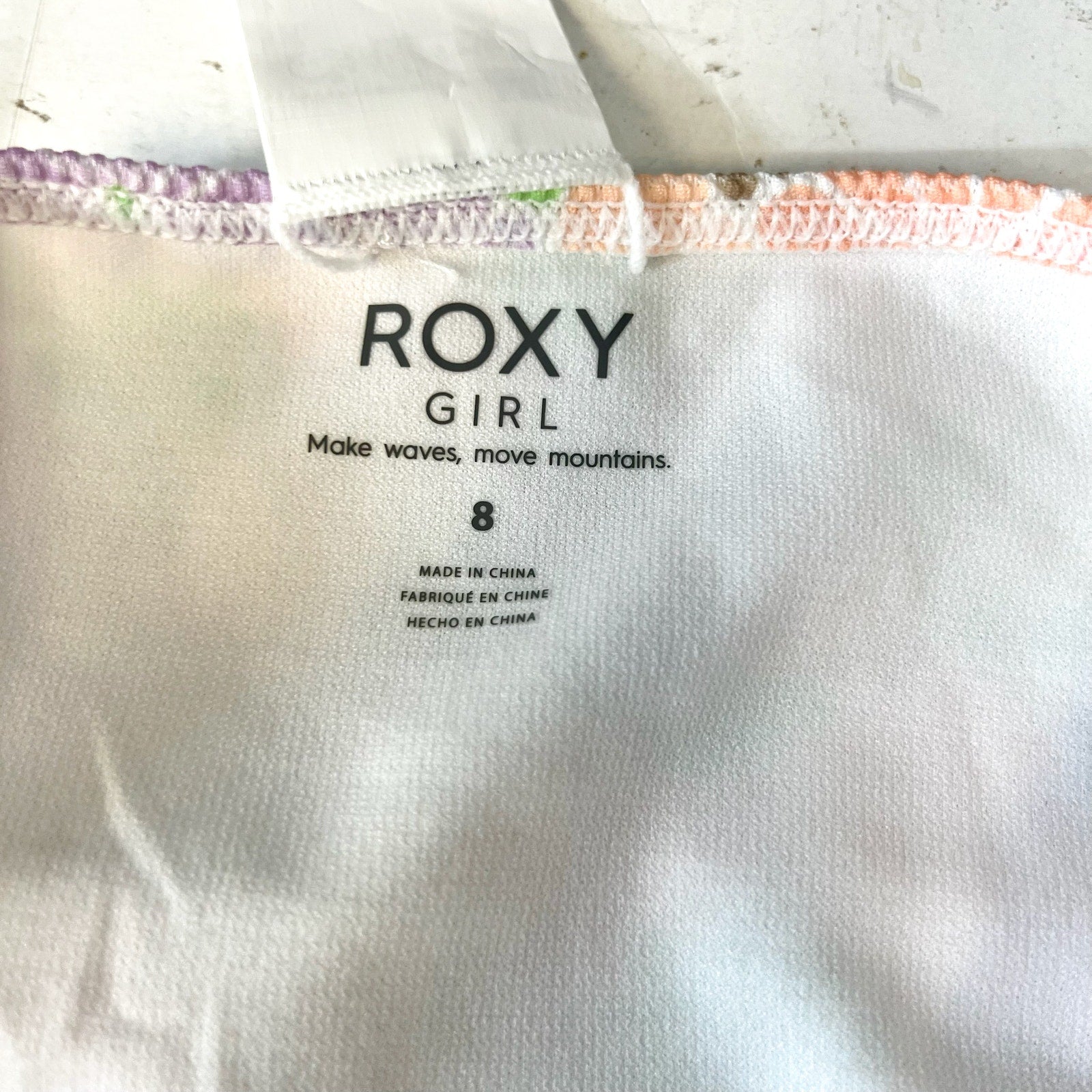 ROXY Girl's All About Sol Cropped Swimsuit Set Size 8 Pastel Multi Floral NWT