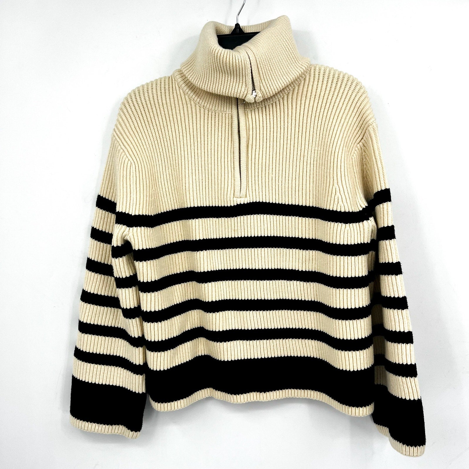 BLANKNYC Womens Turtleneck Striped Sweater XS Cream Black Peak Hour NWT