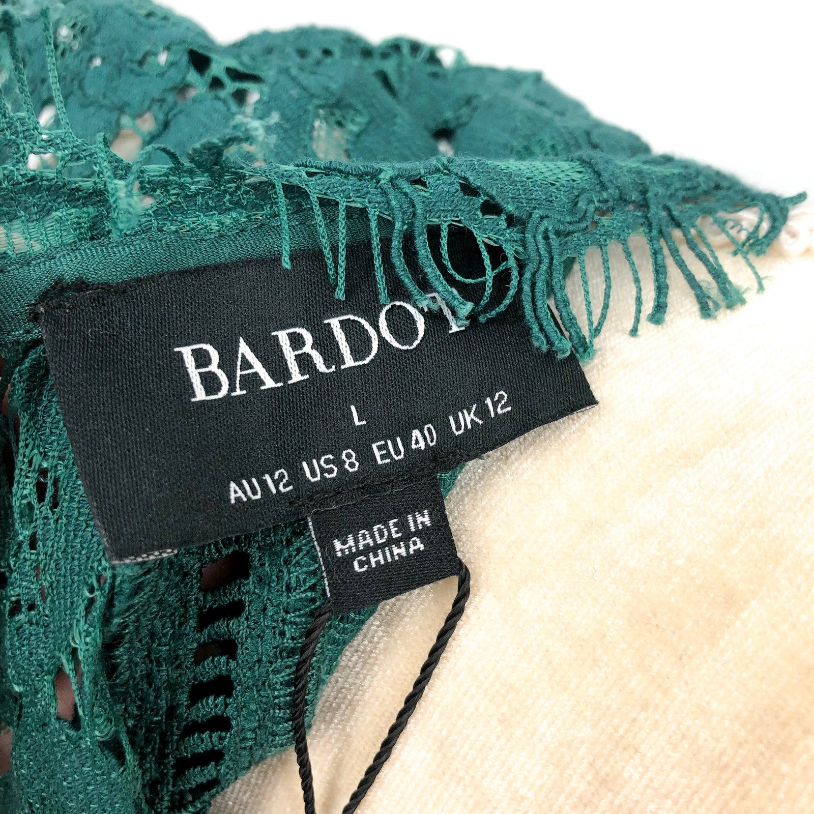 BARDOT Women's Lace Panel Dress Size 8 Large Forest Green Sleeveless NWT