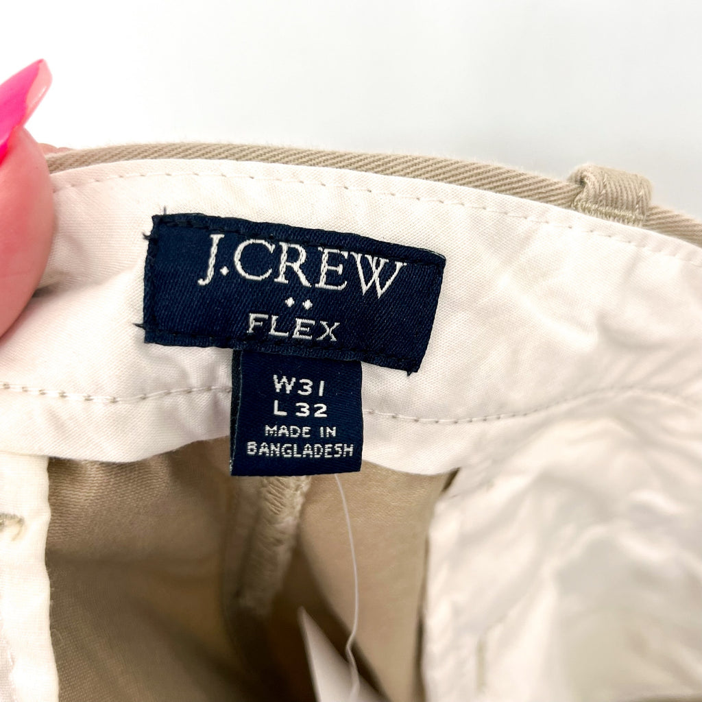 J.CREW Men's Slim-Fit Flex Chino Pants 31x32 Khaki Stretch Flat Front H3167 NWT
