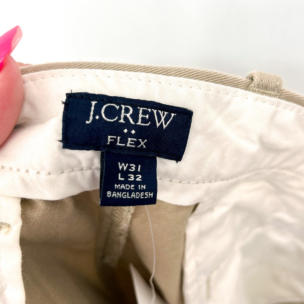 J.CREW Men's Slim-Fit Flex Chino Pants 31x32 Khaki Stretch Flat Front H3167 NWT