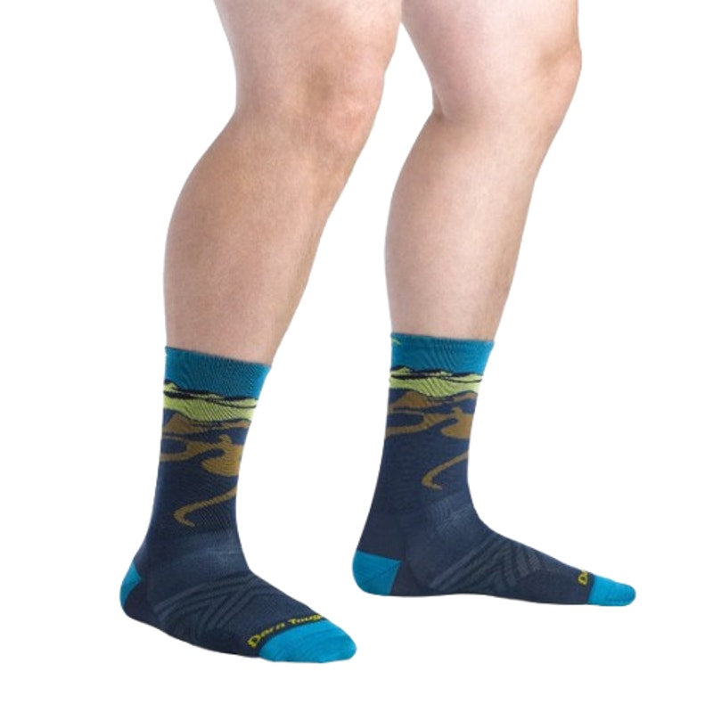 DARN TOUGH Unisex Ridge Runner Micro Crew Running Socks Large Blue Midnight NWT