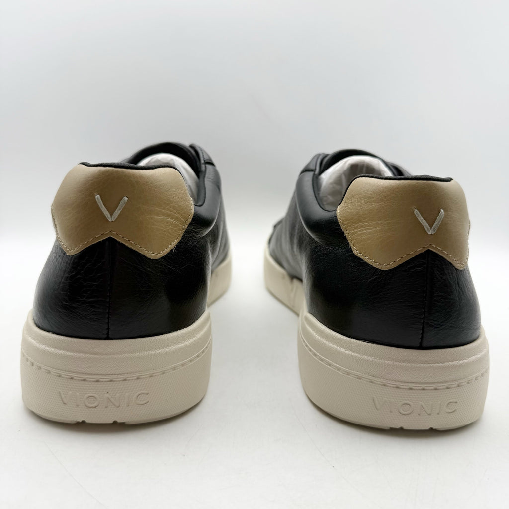 Vionic Mens Colbie Sneakers US 12 EU 45 Black Leather NWOB