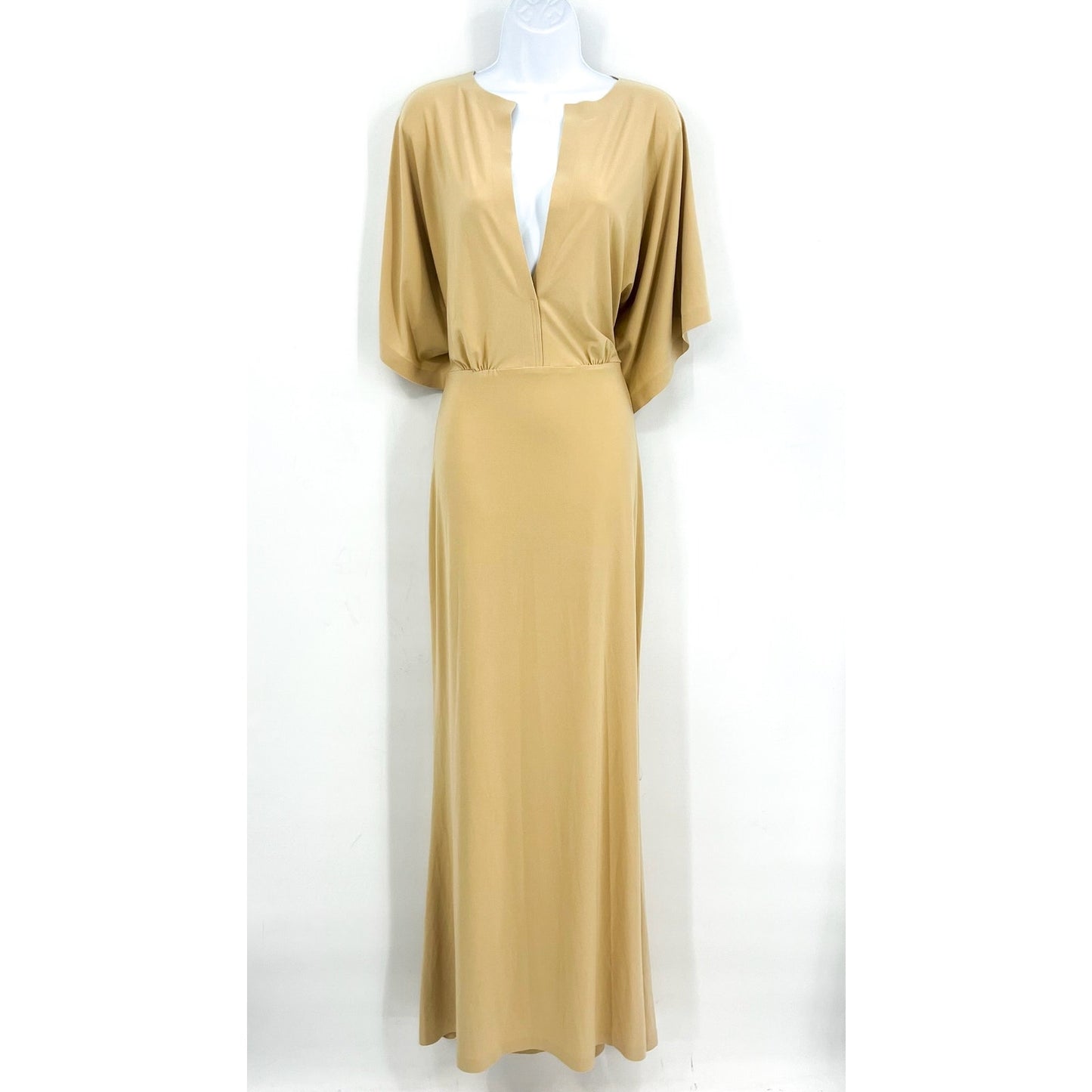 NORMA KAMALI Women's Obie Maxi Dress Large 40 Gold Blonde Stretch-jersey NWT