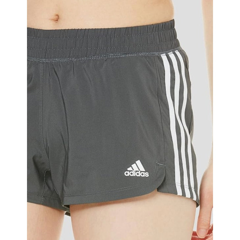 ADIDAS Women's Pacer 3-Stripes Athletic Shorts Large Grey White NWT