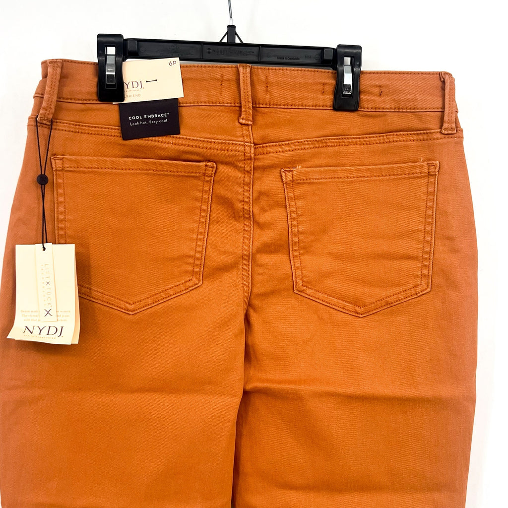 NYDJ Womens Margot Girlfriend Jeans Size 6 PETITE Rust Brown Straight Leg NWT