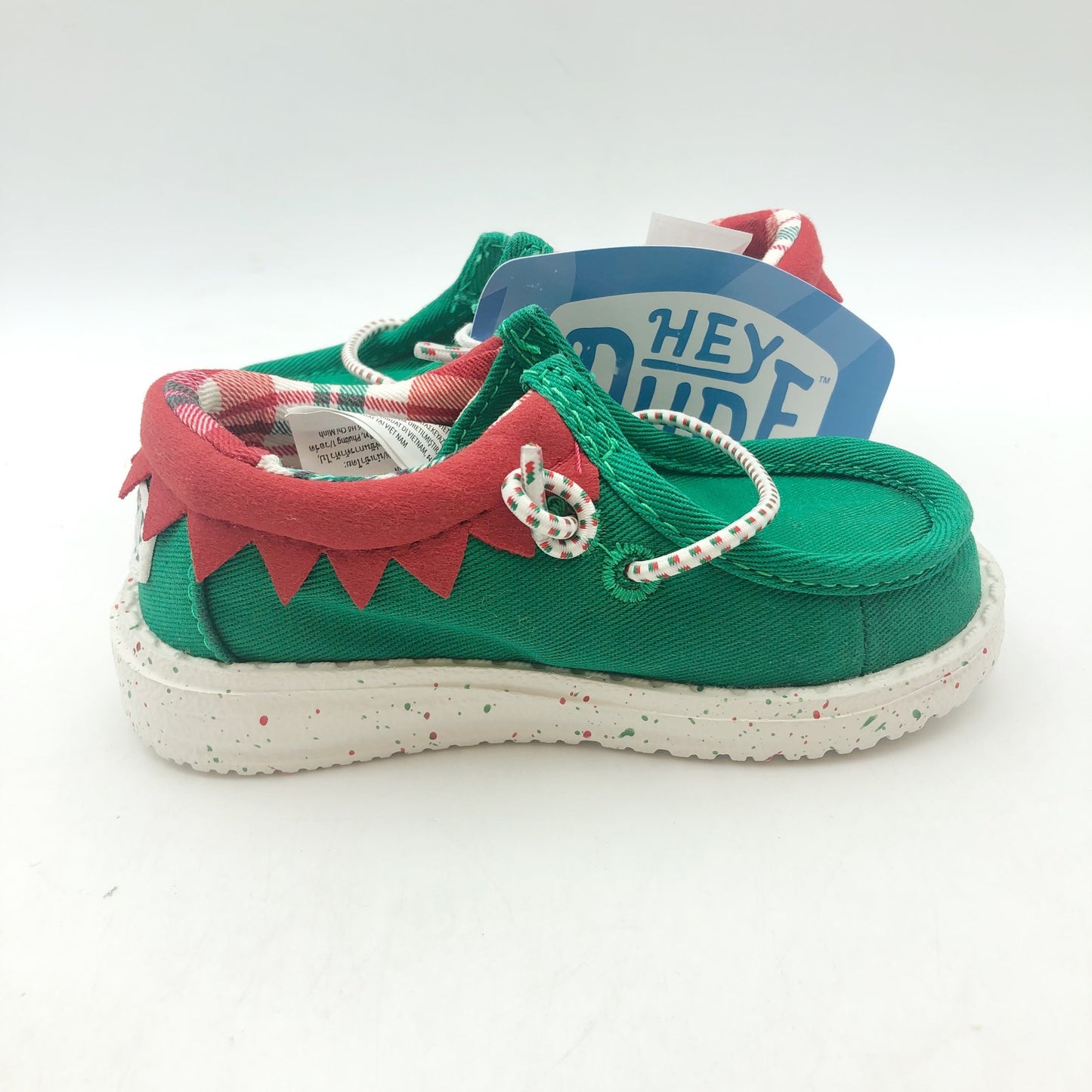Hey Dude Boys Wally Holiday Elf Slip-On Casual Shoes Size 6 Green Red NWOB