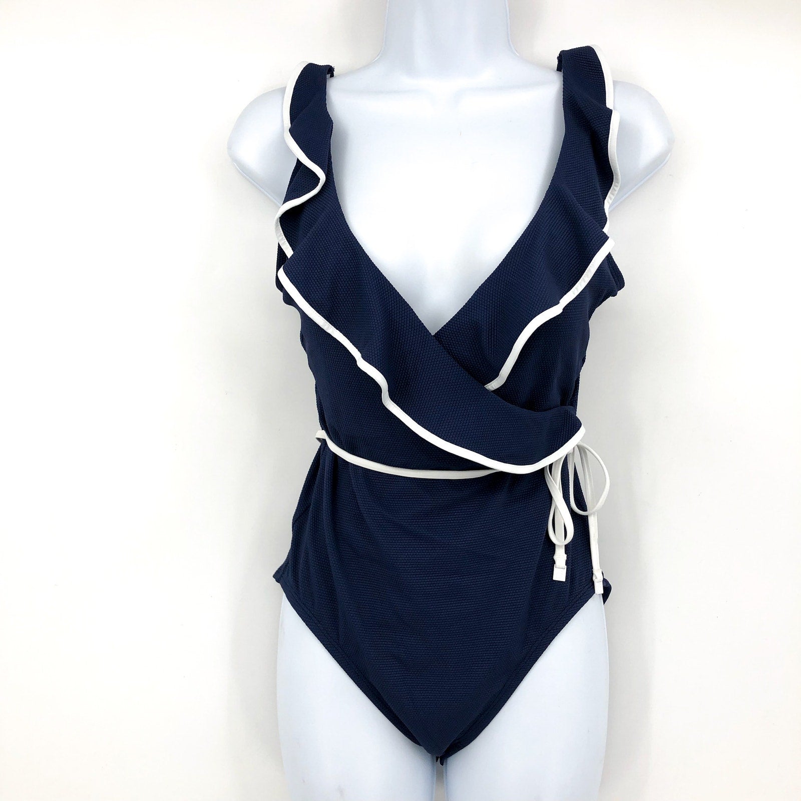 TOMMY BAHAMA One Piece Swimsuit Size 10 Navy Blue Island Cays Cabana Wrap NWT