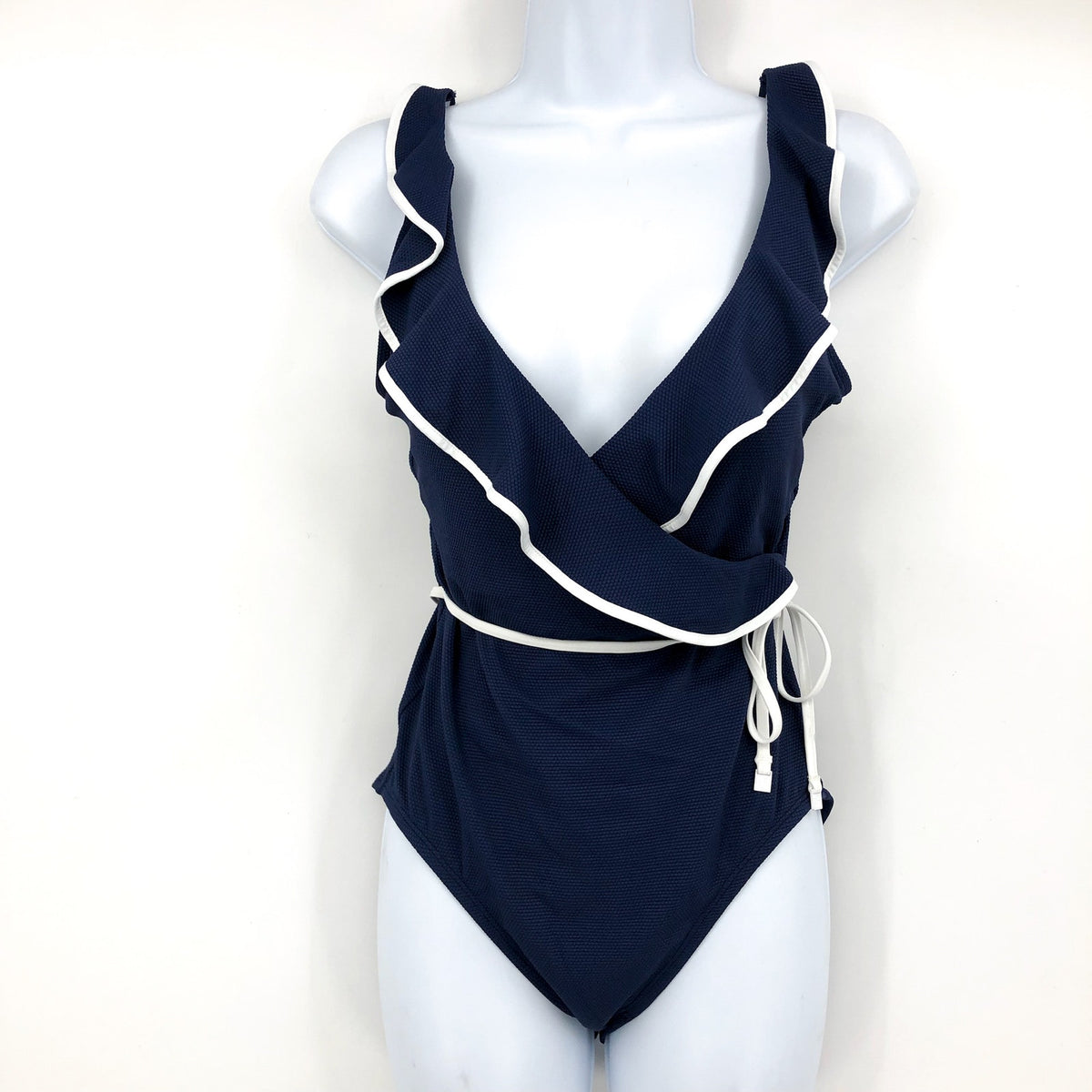 TOMMY BAHAMA One Piece Swimsuit Size 10 Navy Blue Island Cays Cabana Wrap NWT