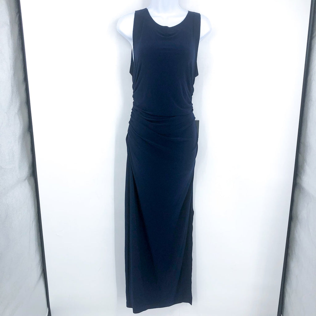NORMA KAMALI Women's Sleeveless Shirred Waist Gown Large/40 Blue True Navy NWT