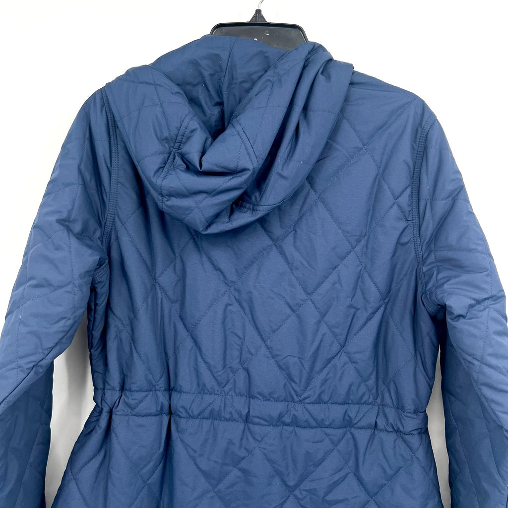 L.L BEAN Womens Bean's Cozy Quilted Coat Medium Petite Blue Mid-Length NWOT