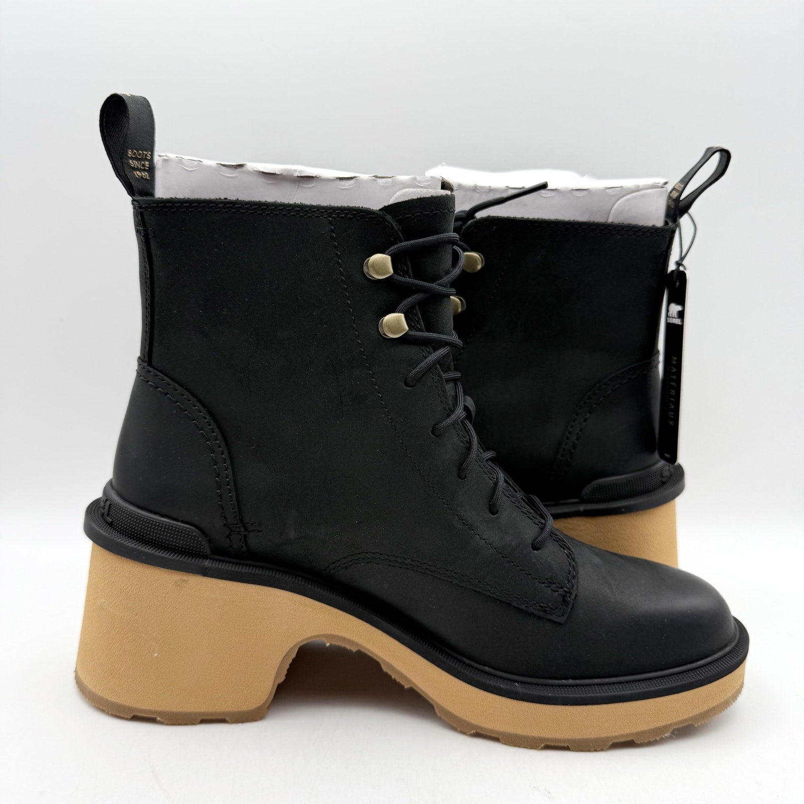 Sorel Womens Hi-Line Heel Chelsea Boots US 7.5 Black Leather Waterproof NIB