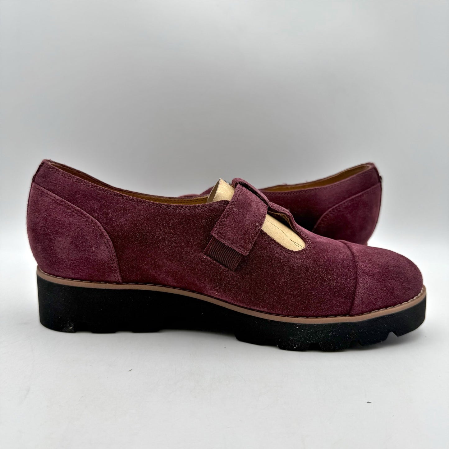 Vionic Womens Carmen Mary Jane Shoes US 6 Wide EU 36 Red Wine Suede NWOB