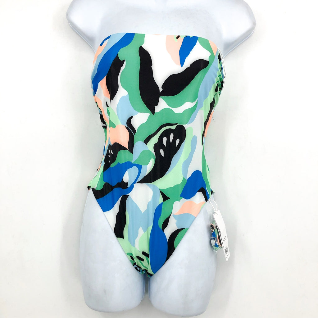 SEAFOLLY Women's Rio Bandeau One Piece Swimsuit Size 10 DD Jade Green Print NWT